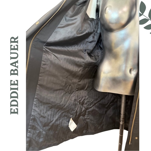 Eddie Bauer Black Hooded Trench Coat – Size Small - Picture 7 of 8